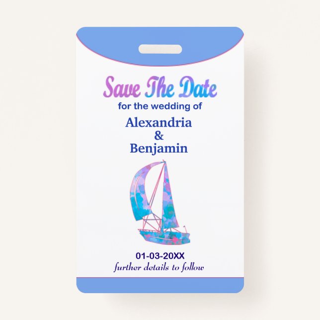 Tarjeta De Identificación Guardar la acuarela del Boda de fecha (Anverso)