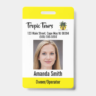 Tarjeta De Identificación Guía de visitas guiadas ID de foto amarillo