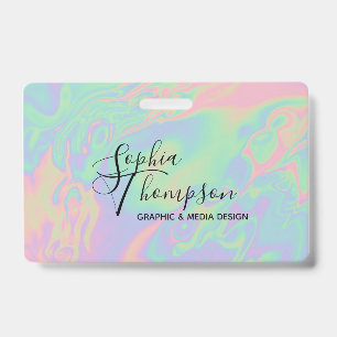 Tarjeta De Identificación Guion holográfico moderno arcoíris pastel - Insign