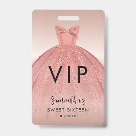Tarjeta De Identificación Guion moderno vestido Sweet 16 Cumpleaños VIP