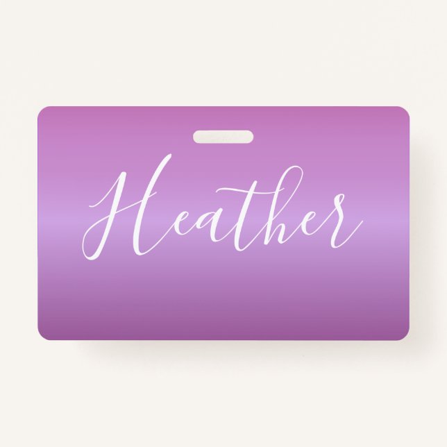 Tarjeta De Identificación Guión violeta púrpura y blanco Personalizado (Anverso)