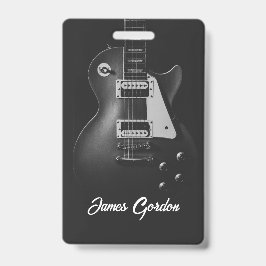Tarjeta De Identificación Guitarra eléctrica monocroma personalizada