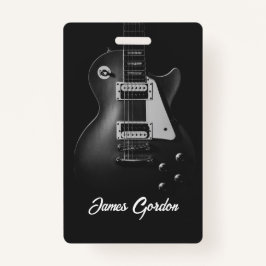 Tarjeta De Identificación Guitarra eléctrica monocroma personalizada