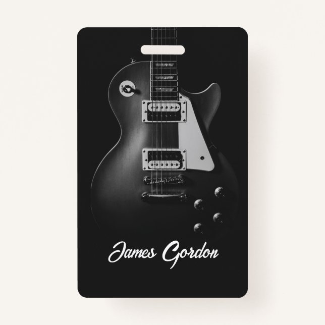 Tarjeta De Identificación Guitarra eléctrica monocroma personalizada (Anverso)