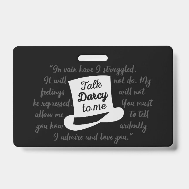 Tarjeta De Identificación Hable Darcy Conmigo (Parte frontal)