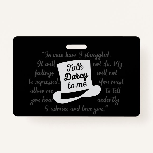 Tarjeta De Identificación Hable Darcy Conmigo (Anverso)