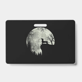 Tarjeta De Identificación Halloween De Dachshund Y Moon