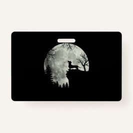 Tarjeta De Identificación Halloween De Dachshund Y Moon