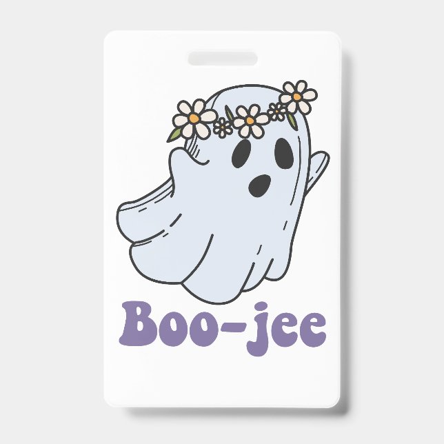 Tarjeta De Identificación Halloween Spooky Ghost Boo Jee Boo (Parte frontal)