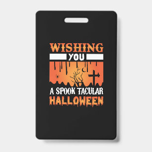 Tarjeta De Identificación Halloween Te Desea Un Halloween Espantador