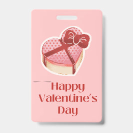 Tarjeta De Identificación Happy Valentine's Day Heart Gift Box Tag