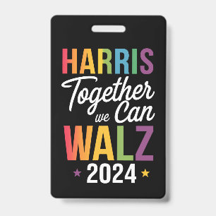 Tarjeta De Identificación Harris Walz 2024 Kamala Juntos Podemos LGBT