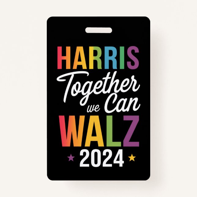 Tarjeta De Identificación Harris Walz 2024 Kamala juntos podemos LGBT (Anverso)