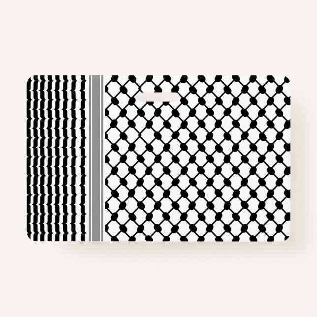 Tarjeta De Identificación Hatta Keffiyeh Kufiya Folk Palestino (Patrón 2) (Anverso)