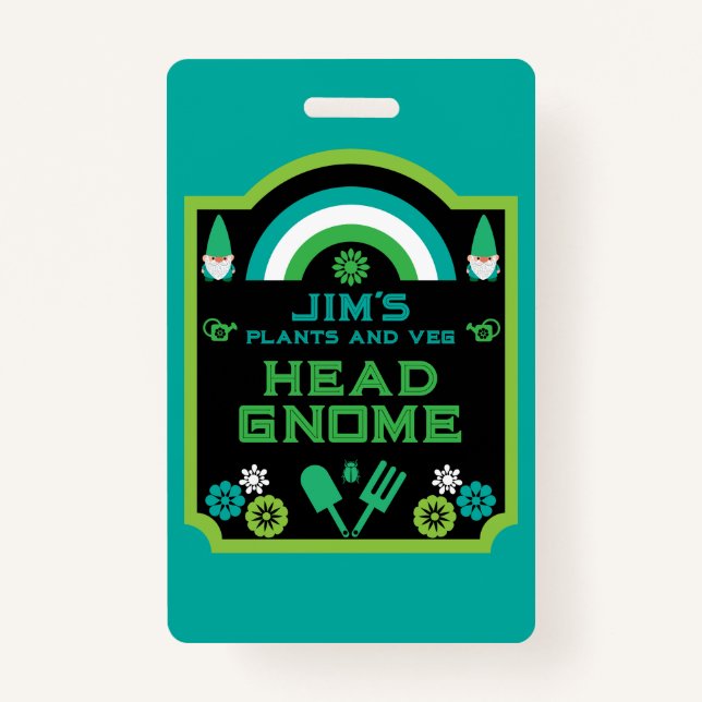 Tarjeta De Identificación Head Garden Gnome Gardener (Anverso)