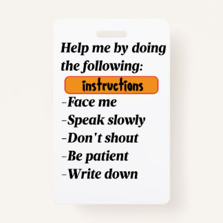 Tarjeta De Identificación Hearing Impaired Support Badge