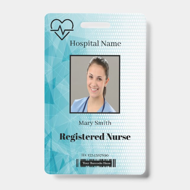 Tarjeta De Identificación Heat Beat Lifeline Geométric Vertical Photo ID (Anverso)