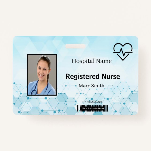 Tarjeta De Identificación Heat Beat Lifeline Molécula Médica Foto ID (Anverso)