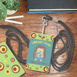 Tarjeta De Identificación Hedgehog portador de libros pase de biblioteca