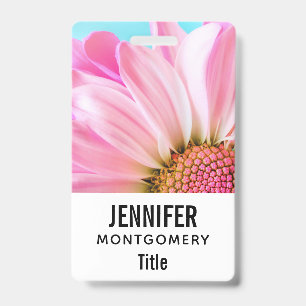 Tarjeta De Identificación Hermosa flor rosa cercana foto