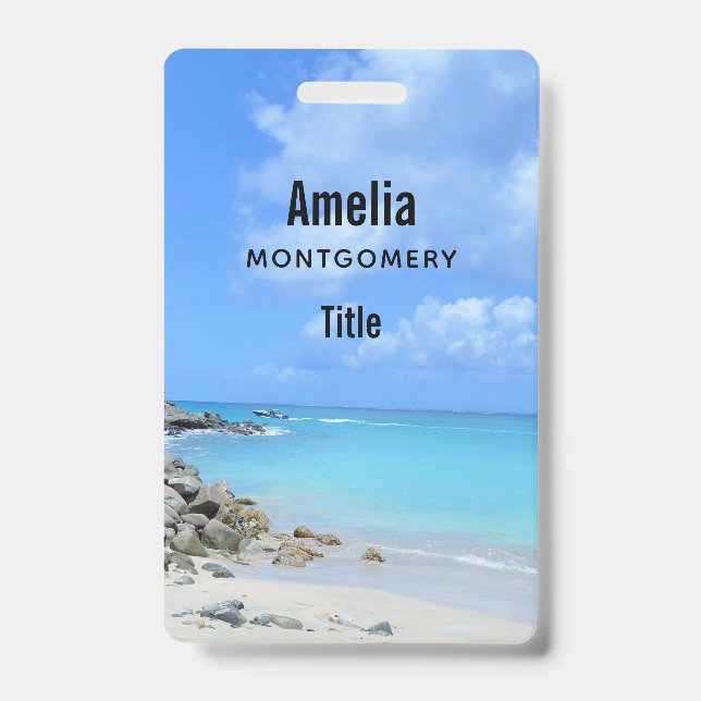 Tarjeta De Identificación Hermosa playa tropical turquesa (Parte frontal)
