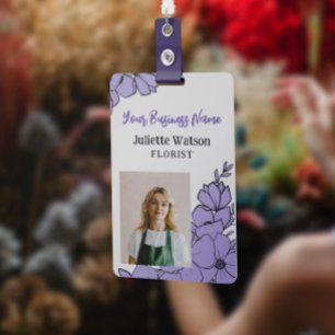Tarjeta De Identificación Hermosas flores moradas foto de identificación de 