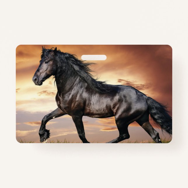 Tarjeta De Identificación Hermoso caballo negro (Anverso)