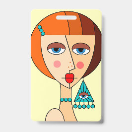 Tarjeta De Identificación Hermoso cubismo de mujeres pelirrojas