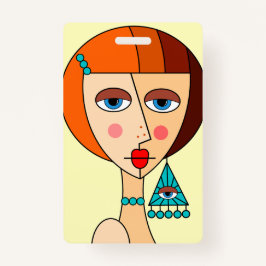 Tarjeta De Identificación Hermoso cubismo de mujeres pelirrojas