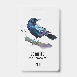 Tarjeta De Identificación Hermoso Raven en una rama de árbol