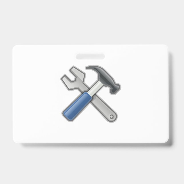 Tarjeta De Identificación Herramientas, martillo y llave inglesa (Parte frontal)