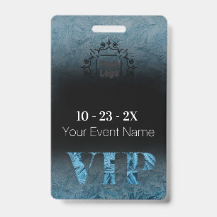 Tarjeta De Identificación Hielo Escarchado en Negro VIP con Logo
