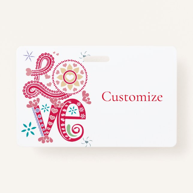 Tarjeta De Identificación Hippie Groovy Love Rótulo Thunder_Cove (Anverso)