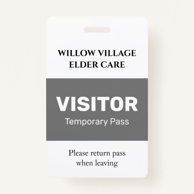 Tarjeta De Identificación Hogar Gris Temporal de Atención Hospitalaria (Anverso)