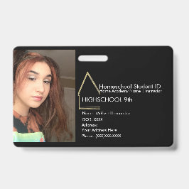 Tarjeta De Identificación Hogares elegantes ID de escuela escolar en negro f