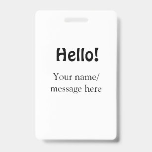 Tarjeta De Identificación Hola agregar mensaje de nombre simple mínimo negoc