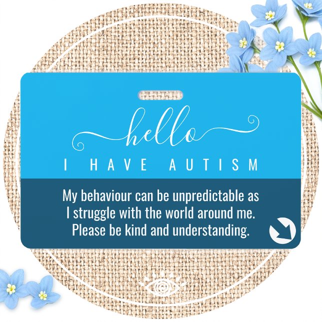 Tarjeta De Identificación hola conciencia sobre el autismo y contacto de eme (Subido por el creador)