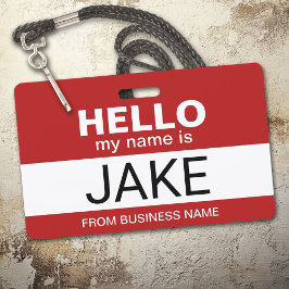 Tarjeta De Identificación Hola mi nombre es Jake - divertido disfraz de Hall