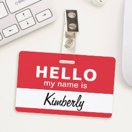 Tarjeta De Identificación Hola Mi Nombre Es - Nombre de Empleado de Letra Sc