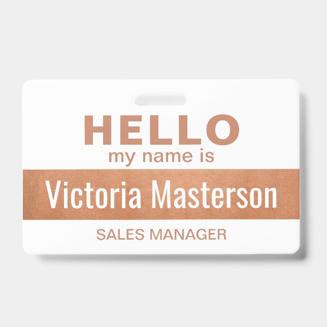 Tarjeta De Identificación Hola Mi Nombre Es - Nombre de Empleado de Negocio  (Parte frontal)