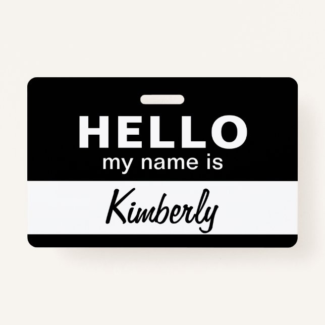 Tarjeta De Identificación Hola, mi nombre es - Nombre de empleado de script  (Anverso)