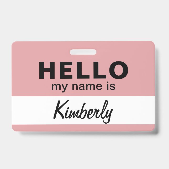 Tarjeta De Identificación Hola, mi nombre es - Nombre de empleado de script  (Parte frontal)