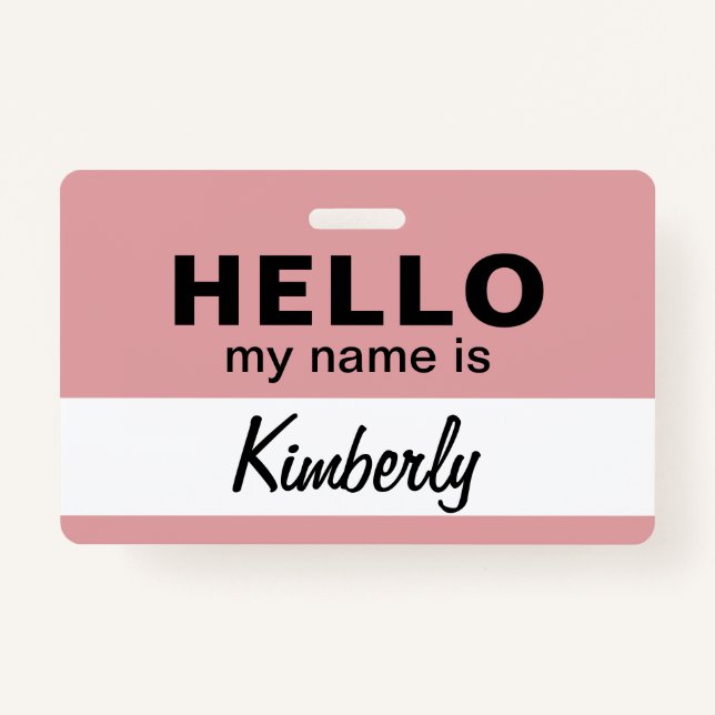 Tarjeta De Identificación Hola, mi nombre es - Nombre de empleado de script  (Anverso)