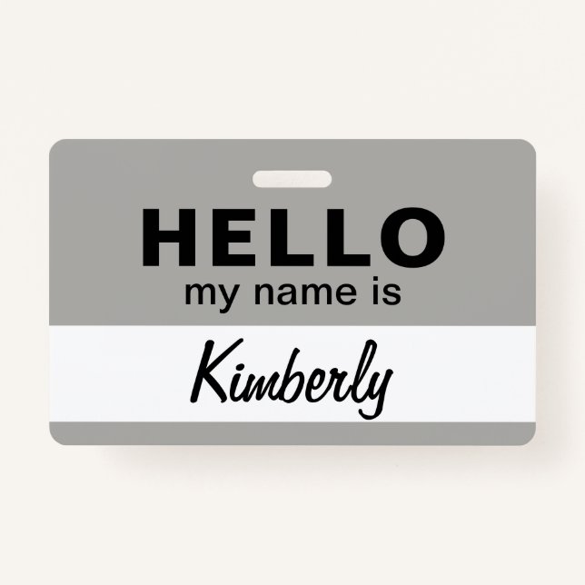 Tarjeta De Identificación Hola, mi nombre es - Nombre de empleado de script  (Anverso)