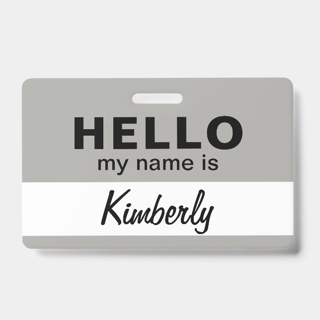 Tarjeta De Identificación Hola Mi Nombre Es - Nombre de Empleado de Script P (Parte frontal)