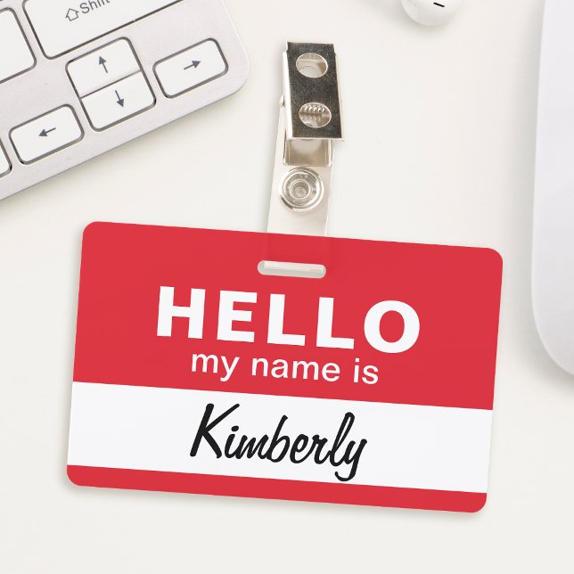 Tarjeta De Identificación Hola Mi Nombre Es - Nombre de Empleado de Script P (This badge is a delightful way to start a conversation. It has the employee name in script.)