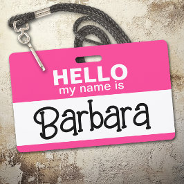 Tarjeta De Identificación Hola mi nombre es - Pink - Personalizado disfraz d