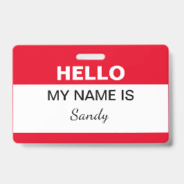 Tarjeta De Identificación Hola Mi nombre es Red White Office Voluntario del 