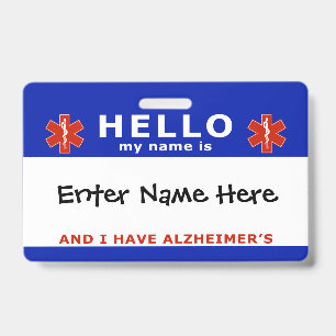 Tarjeta De Identificación HOLA tengo alzhéimer información de emergencia