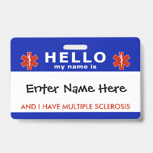 Tarjeta De Identificación HOLA tengo esclerosis múltiple información de emer